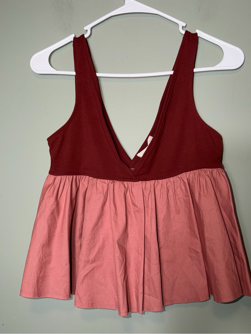 Urban Outfitters Women’s Flirty Babydoll Tank Top Burgundy Pink Small